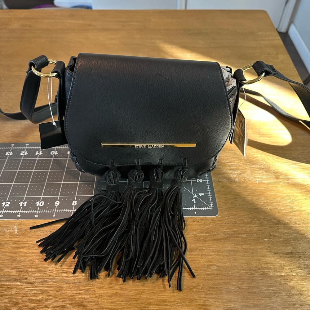 Steve Madden Black Crossbody Bag with Fringe